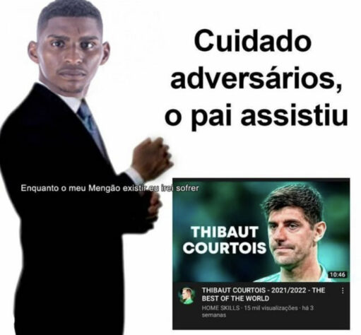 Em memes, rubro-negros enaltecem Hugo Souza e zoam o Fluminense após vitória do Flamengo no clássico.