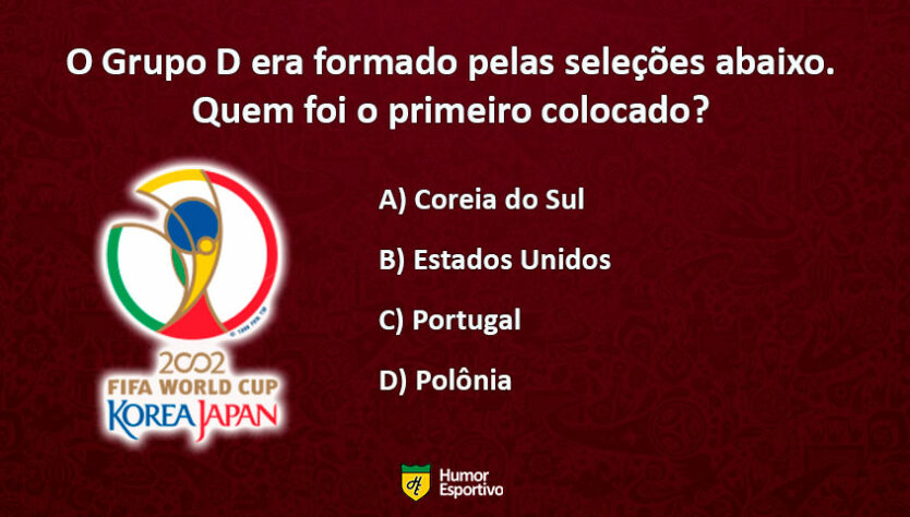 Teste seu conhecimento sobre a Copa do Mundo 2002, ano do penta do Brasil. Qual a resposta correta?