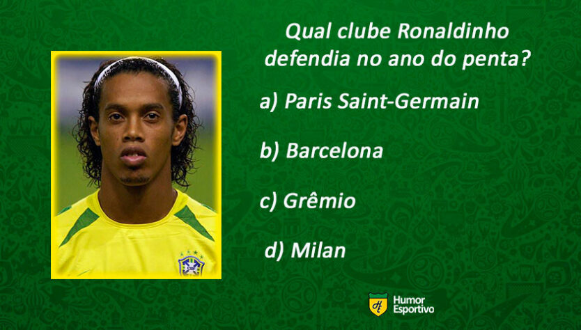 No dia em que comemoramos 20 anos da conquista do penta da Seleção Brasileira, você consegue acertar em quais clubes os campeões mundiais jogavam? Faça o teste! (Por Humor Esportivo)