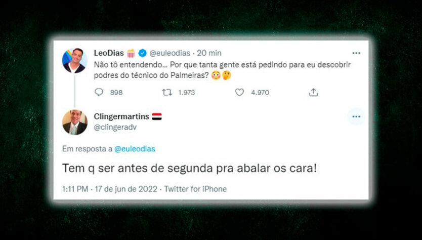 Com bom humor, torcedores respondem Léo Dias sobre meme envolvendo Abel Ferreira.