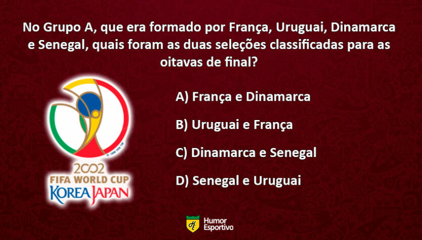 Teste seu conhecimento sobre a Copa do Mundo 2002, ano do penta do Brasil. Qual a resposta correta?