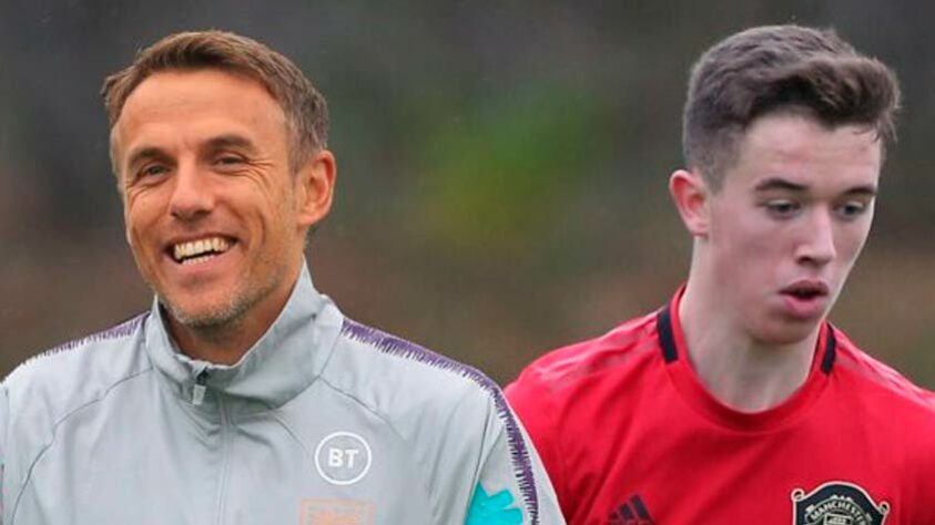 Phil Neville e Harvey Neville - Manchester United - Hexacampeão da Premier League com o Manchester United, Phil Neville é pai de Harvey Neville, revelado pelo clube inglês e hoje em ação pelo Inter Miami.