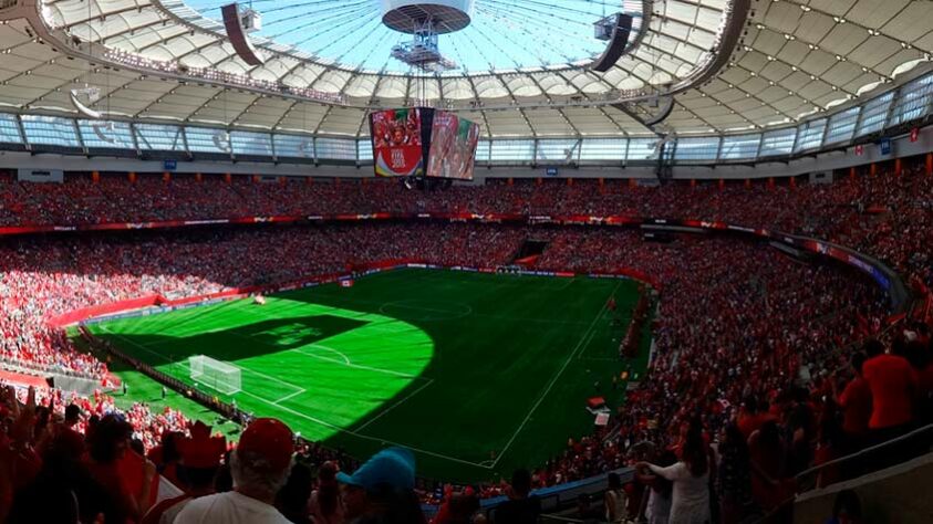 Vancouver - BC Place Stadium - Construído em abril de 1981, o estádio no Canadá tem capacidade para 54.500 pessoas, com gramado artificial e pertence à província de Columbia Britânica.