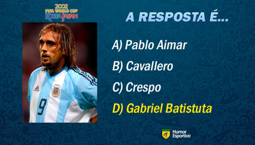 Resposta: Gabriel Batistuta. Vamos para o próximo jogador!