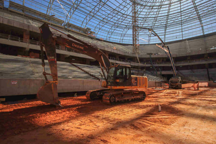 O cenário da Arena MRV, que está prestes a entrar na reta final da construção.