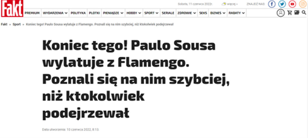 Fakt: Paulo Sousa é demitido do Flamengo. Eles o conheceram mais rápido do que qualquer um suspeitava.