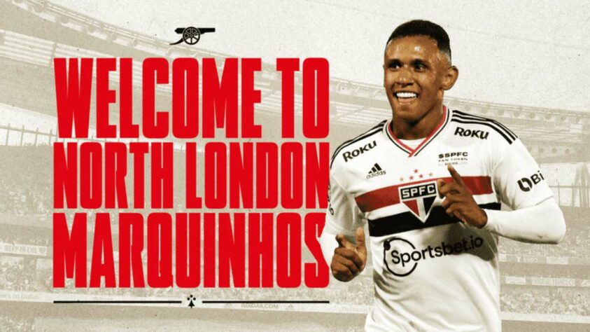 FECHADO - O Arsenal anunciou a contratação de Marquinhos, cria da base do São Paulo, na manhã desta segunda-feira (13). O Tricolor paulista conseguiu um acordo de R$ 18 milhões pela venda do jogador de 19 anos.