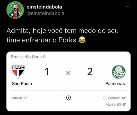 Os melhores memes da virada do Palmeiras sobre o São Paulo, no Morumbi, pela 13ª rodada do Brasileirão.