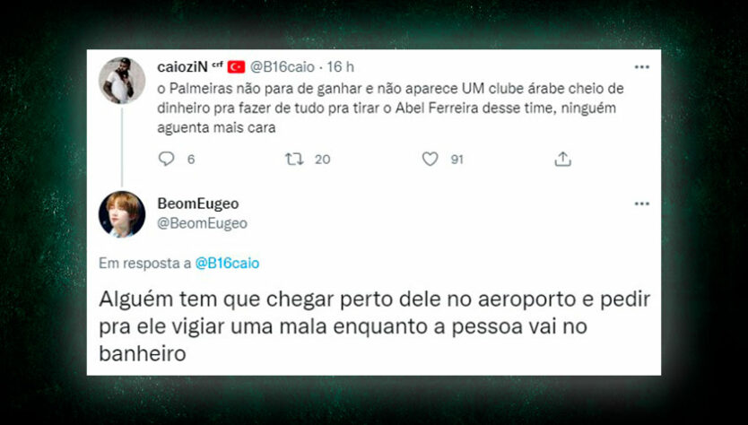 Com bom humor, torcedores rivais usaram as redes sociais para sugerir formas de Abel Ferreira sair do Palmeiras.