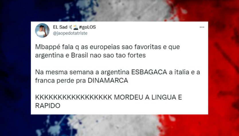 França e Mbappé sofrem com zoeiras após derrota por 2 a 1 para a Dinamarca.