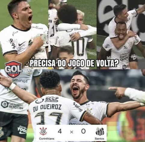 Os memes de Corinthians 4 x 0 Santos pelas oitavas de final da Copa do Brasil.