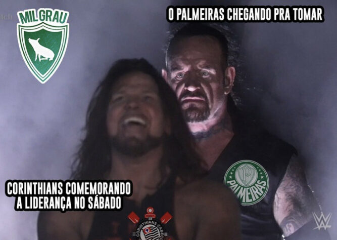 Disputa entre Palmeiras e Corinthians pela liderança do Brasileirão rende memes nas redes sociais.