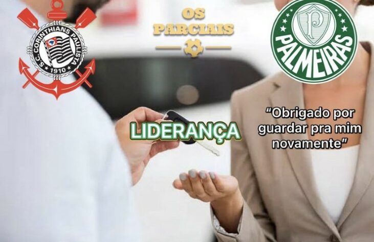 Disputa entre Palmeiras e Corinthians pela liderança do Brasileirão rende memes nas redes sociais.