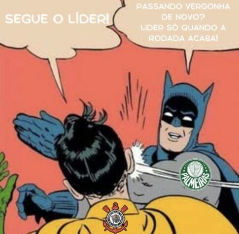 Disputa entre Palmeiras e Corinthians pela liderança do Brasileirão rende memes nas redes sociais.