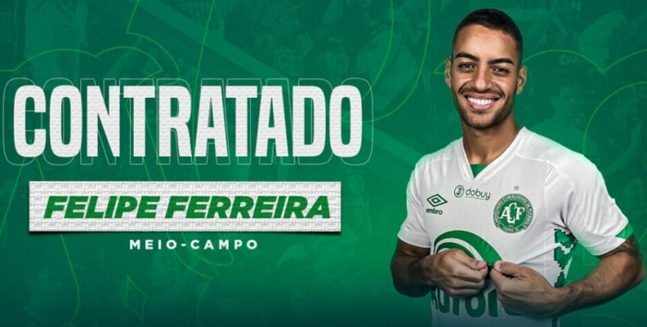 FECHADO - A Chapecoense anunciou a chegada do atacante Felipe Ferreira. Ele estava atuando pelo Botafogo emprestado pela Ferroviária.