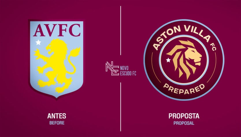 Proposta de mudança para o escudo do Aston Villa. Obs: o clube inglês já atualizou o escudo após essa arte.