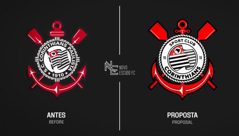 Proposta de mudança para o escudo do Corinthians.