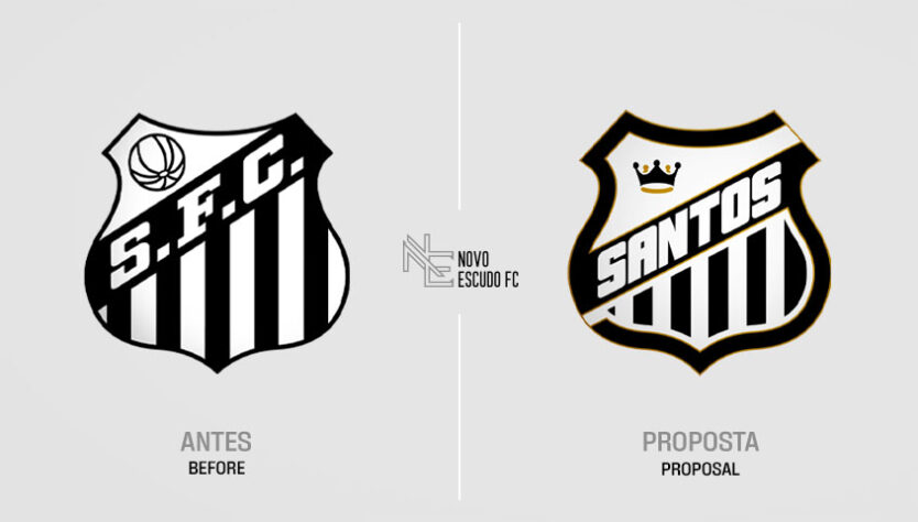 Proposta de mudança para o escudo do Santos, por Vinicius Bianezzi.