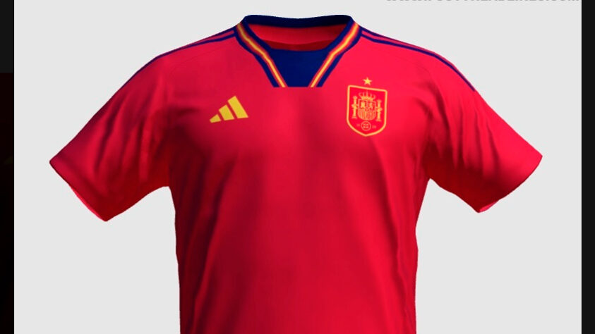 3º lugar - ESPANHA (produzido pela Adidas) - Nota 8/ O uniforme soube usar a tradição do uniforme com referências a torneios específicos. Remete a camisa campeã em 2010, com detalhes usados na Euro 1996. Poderia usar mais amarelo, porém os detalhes na gola compensam. 