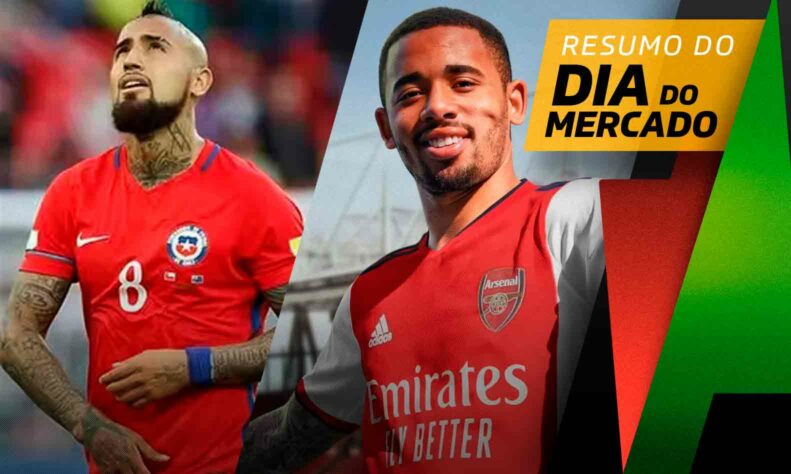 Arturo Vidal acerta com equipe brasileira. Gabriel Jesus foi anunciado de forma oficial pelo Arsenal. Rodrygo está com tudo pronto para aumentar sua duração de contrato. Tudo isso e muito mais no Dia do Mercado!