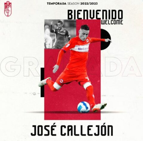 FECHADO - José Callejón foi anunciado como reforço do Granada para a temporada 22/23. O jogador chega da Fiorentina sem custos e ainda terá a opção de prorrogação de contrato com o time espanhol.