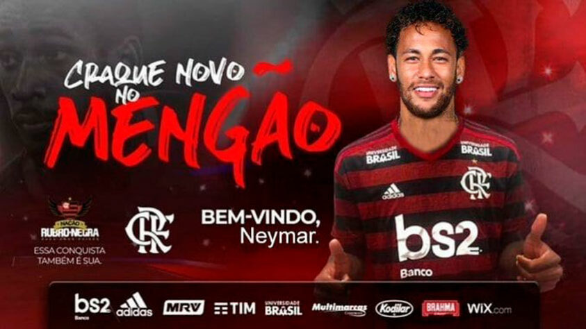 Montagens de Neymar com a camisa do Flamengo fazem sucesso entre os torcedores do clube.