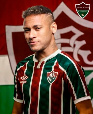 Neymar vestindo a camisa do Fluminense.