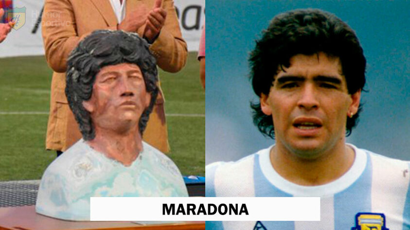 Maradona foi homenageado em um busto revelado antes de partida da Seleção Argentina sub-20, na Espanha. Monumento acabou virando alvo de memes nas redes sociais.