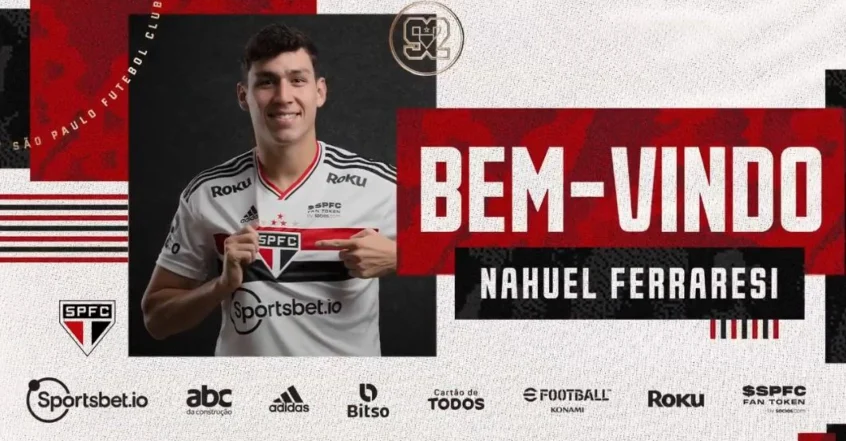 FECHADO - O São Paulo anunciou a contratação do zagueiro Nahuel Ferraresi. O defensor chega como um empréstimo até junho de 2023, com a opção de prorrogação até dezembro de 2023.