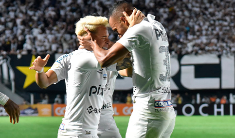 10º lugar: SANTOS (34 pontos) - 25 jogos - Título: 0.025% / Libertadores: 8.5% / Sul-Americana: 70% / Rebaixamento: 1.2%