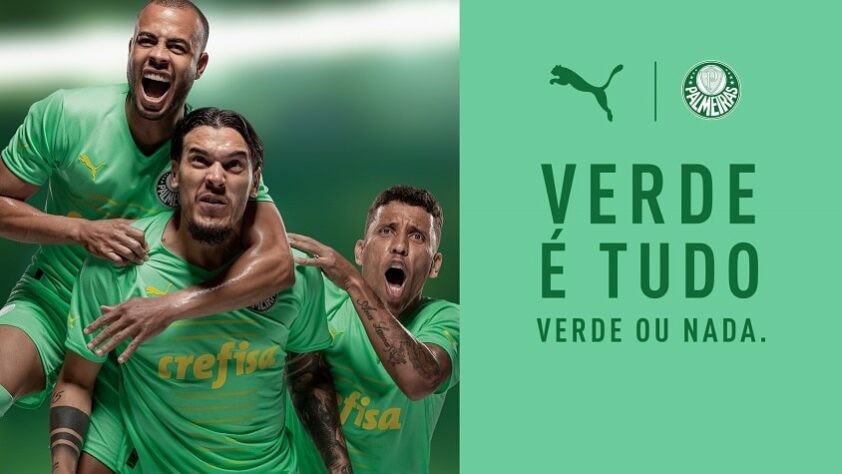 O Palmeiras lançou nesta sexta-feira a sua terceira camisa para a temporada 2022. Em tom de verde mais claro e com detalhes em amarelo, o novo modelo terá sua estreia no dia 10 de setembro, diante do Juventude, pelo Brasileirão. Confira, na galeria a seguir, as fotos do novo uniforme: