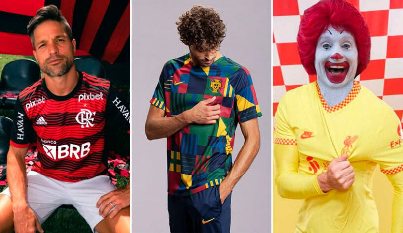 Nesta quinta-feira, a Nike divulgou imagens das camisas que serão usadas por suas seleções na próxima Copa do Mundo. Os modelos, porém, não agradaram a todos os torcedores e, alguns deles, acabaram virando meme nas redes sociais. Veja a seguir o caso de Portugal e relembre outras camisas que também sofreram com zoeiras após o lançamento. (Por Humor Esportivo)