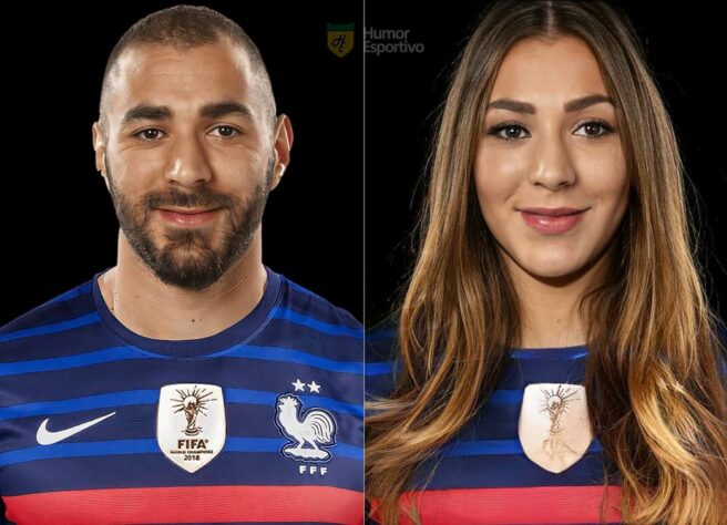 Versão feminina dos jogadores de futebol: Benzema.