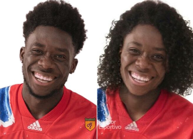 Versão feminina dos jogadores de futebol: Alphonso Davies.