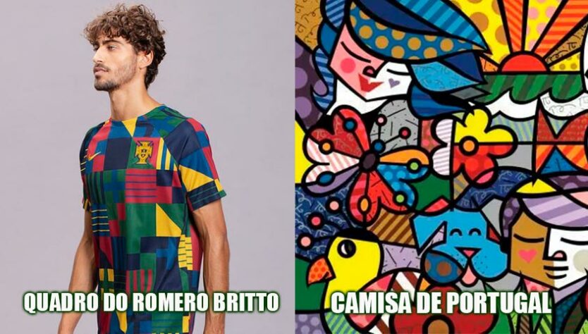 A camisa pré-jogo de Portugal para Copa do Mundo do Qatar rendeu brincadeiras envolvendo Romero Britto, Lego e muito mais.