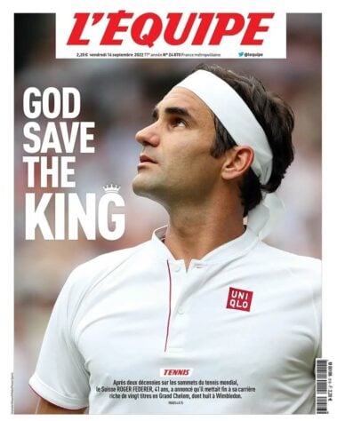 A manchete do jornal francês L'Equipe exaltou o tenista: "Deus salve o rei".