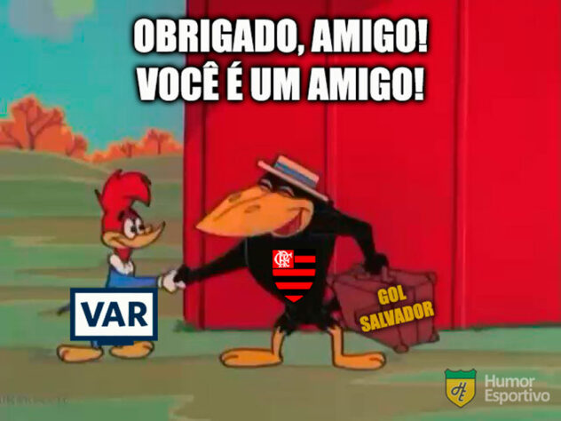 Gol de empate do Rubro-Negro foi validado após revisão da arbitragem de vídeo, mas gerou reclamação do goleiro Tadeu, que teria sofrido falta de Léo Pereira no lance. Divergência de opiniões gerou uma série de memes por parte dos torcedores rivais do Flamengo. Veja a seguir! (Por Humor Esportivo)