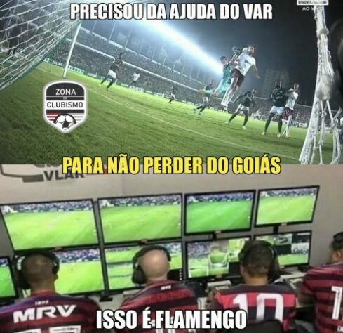 Torcedores ironizam decisão da arbitragem em gol de empate do Flamengo contra o Goiás.