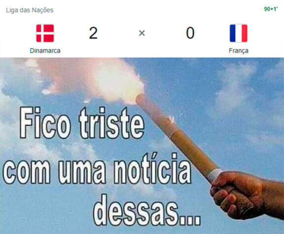 Memes: França perde por 2 a 0 para Dinamarca, termina em terceiro no grupo da Nations League e vira piada nas redes sociais.