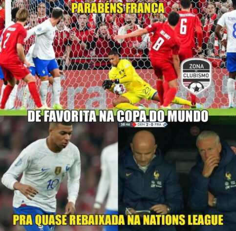 Memes: França perde por 2 a 0 para Dinamarca, termina em terceiro no grupo da Nations League e vira piada nas redes sociais.