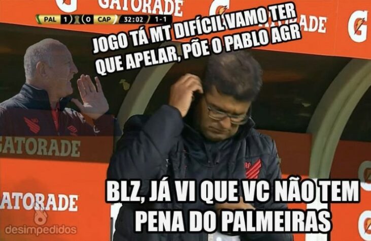 Palmeiras sem Mundial, Felipão herói e Pablo iluminado: rivais fazem memes com queda do Verdão na Libertadores.