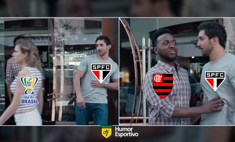 Zoeira liberada! Torcedores fazem memes com provocações ao São Paulo após eliminação para o Flamengo.