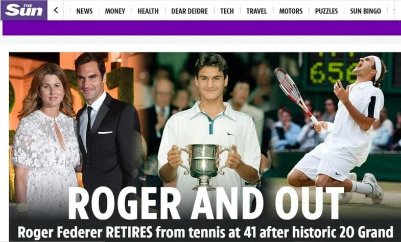O britânico "The Sun" fez um trocadilho com o nome do tenista e a expressão "Câmbio, desligo".