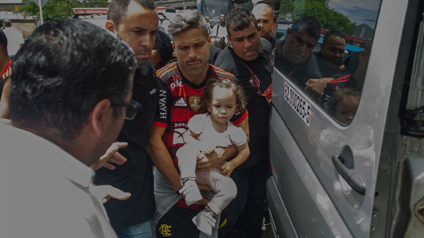 Alguns jogadores do Flamengo estavam acompanhados da família.
