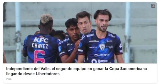 ESPN (Argentina) - 'Independiente del Valle, o segundo time a vencer a Copa Sul-Americana vindo da Libertadores'