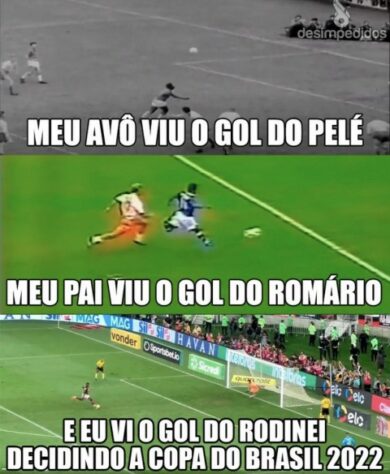 Zoeiras com Corinthians, Rodinei sendo herói e brincadeiras com Pedro: os memes do título da Copa do Brasil do Flamengo.