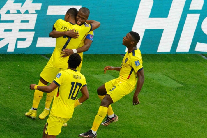 Momento de celebração da seleção do Equador
