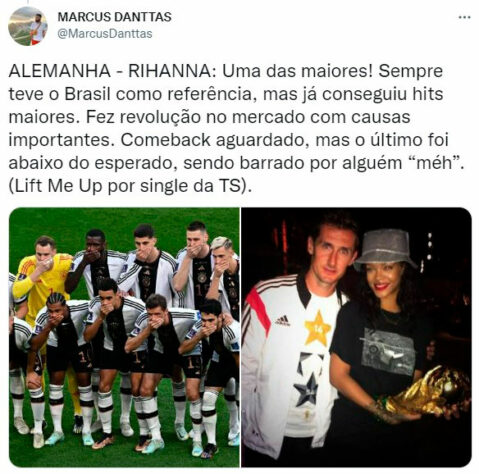 Seleções da Copa do Mundo x cantoras pop: a Alemanha seria a Rihanna.