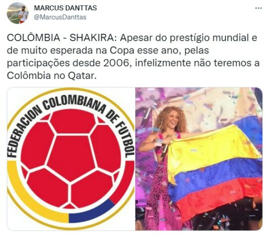 Seleções da Copa do Mundo x cantoras pop: a Colômbia seria a Shakira.