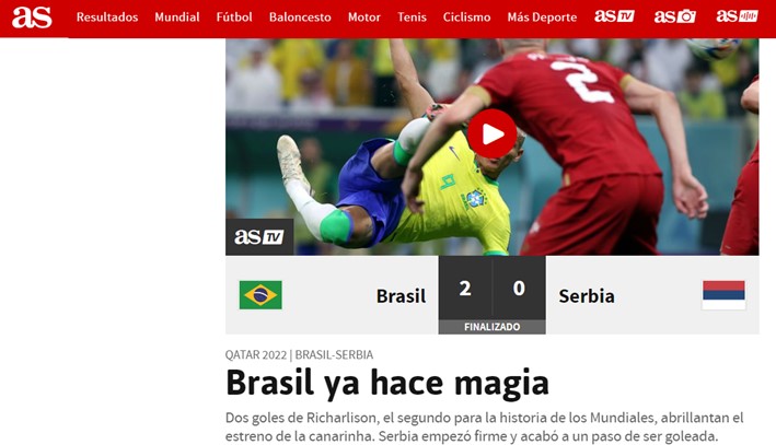 Grupo G: Brasil vence Sérvia por 2-0 – DW – 25/11/2022